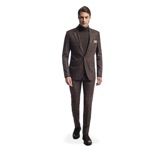 Wełniany brązowy garnitur Recman Sigale 315/A slim fit ze sklepu Eye For Fashion w kategorii Garnitury męskie - zdjęcie 131058479