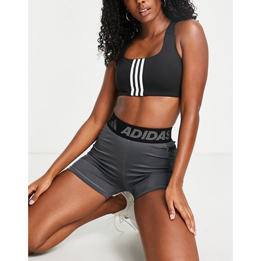 adidas Training – Czarny biustonosz sportowy zapewniający średnie wsparcie z 3 LD-DD Asos Poland