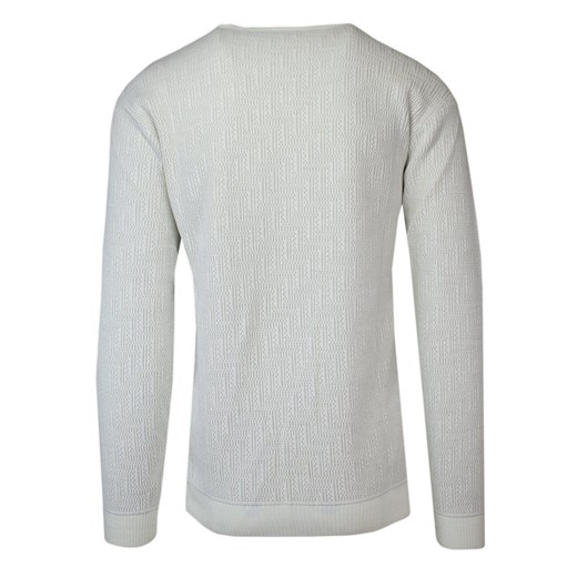 Sweter Wełniany Kremowy w Serek, z Guzikami, w Tłoczony Wzór, V-neck, Męski -VIP Vip Stendo 4XL JegoSzafa.pl