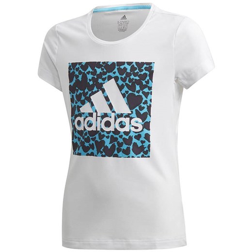 Koszulka dla dzieci adidas G a.r. Gfx Tee biało-niebieska GE0500 wyprzedaż Bagażownia.pl