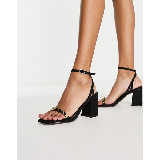 ASOS DESIGN – Holt – Czarne sandały na średnim obcasie z ćwiekami-Black 39 Asos Poland