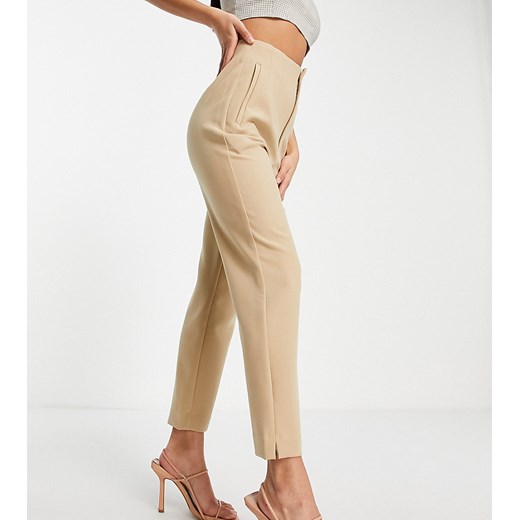 Stradivarius Petite – Beżowe spodnie o dopasowanym kroju-Neutralnie 44 Asos Poland