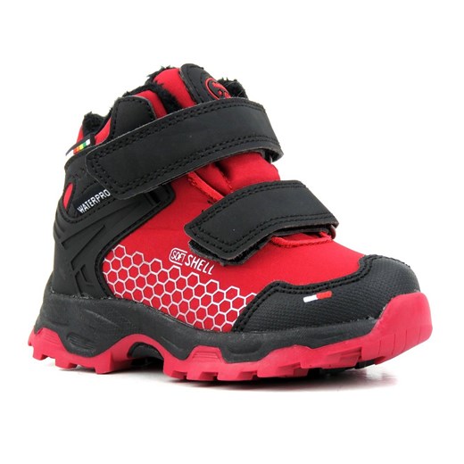 Trekkingi, buty zimowe dziecięce SoftShell - AMERICAN CLUB HL 33/21, czarno-czerwone ze sklepu ulubioneobuwie w kategorii Buty trekkingowe dziecięce - zdjęcie 131133537