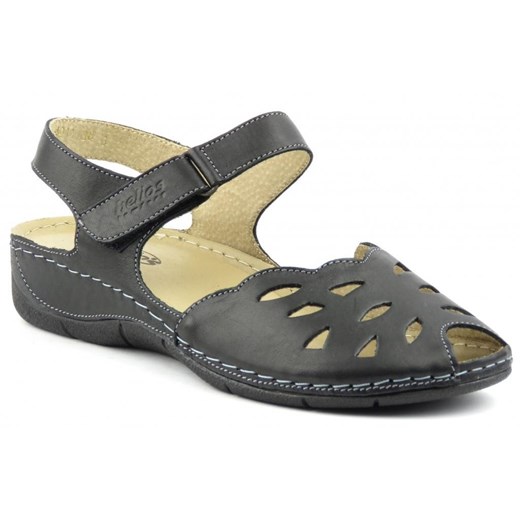 Sandały damskie z ażurową cholewką - HELIOS Komfort 4011, czarne ze sklepu ulubioneobuwie w kategorii Sandały damskie - zdjęcie 131133977