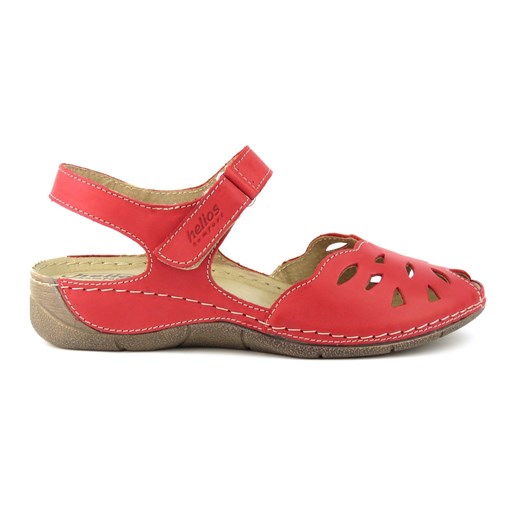 Sandały damskie z ażurową cholewką - HELIOS 4011, czerwone ze sklepu ulubioneobuwie w kategorii Sandały damskie - zdjęcie 131134887