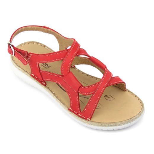 Wygodne sandały damskie z zakręconą cholewką - HELIOS Komfort 283, czerwone Helios Komfort 41 okazyjna cena ulubioneobuwie