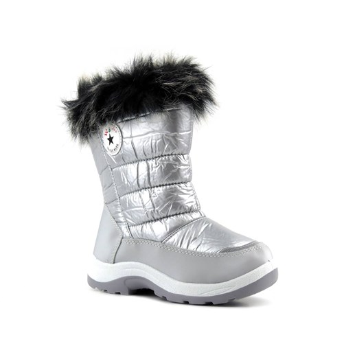 Śniegowce, buty zimowe dziecięce - WOJTYŁKO 21034, srebrne ze sklepu ulubioneobuwie w kategorii Buty zimowe dziecięce - zdjęcie 131136185