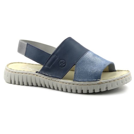 Sandały damskie z elastyczną gumką - HELIOS Komfort 291, granatowe ze sklepu ulubioneobuwie w kategorii Sandały damskie - zdjęcie 131137865