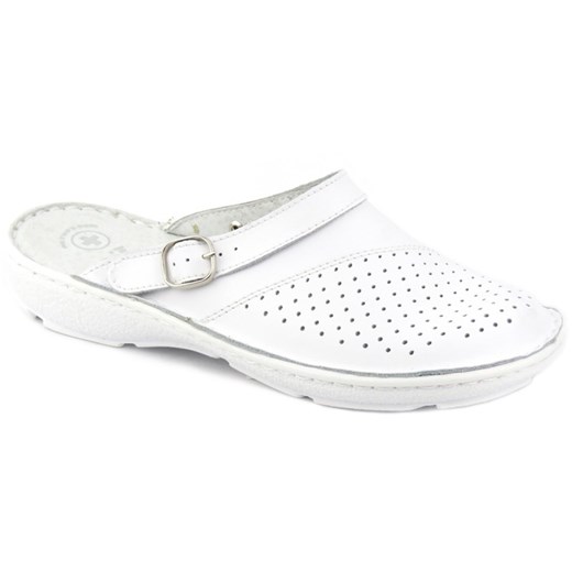 Wygodne klapki damskie sanitarne - Helios Komfort 654, białe Helios Komfort 40 ulubioneobuwie