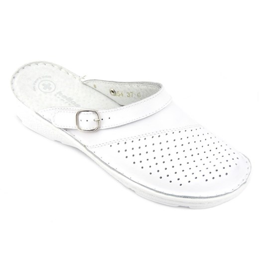 Wygodne klapki damskie sanitarne - Helios Komfort 654, białe Helios Komfort 40 ulubioneobuwie
