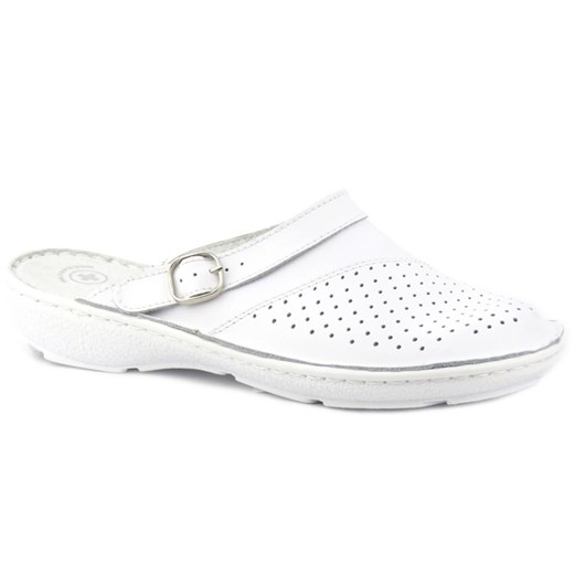 Wygodne klapki damskie sanitarne - Helios Komfort 654, białe Helios Komfort 40 ulubioneobuwie