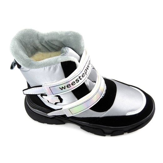 Śniegowce dziecięce ocieplone wełną - WEESTEP R559655832SG, szaro-srebrne Weestep 35 ulubioneobuwie okazja