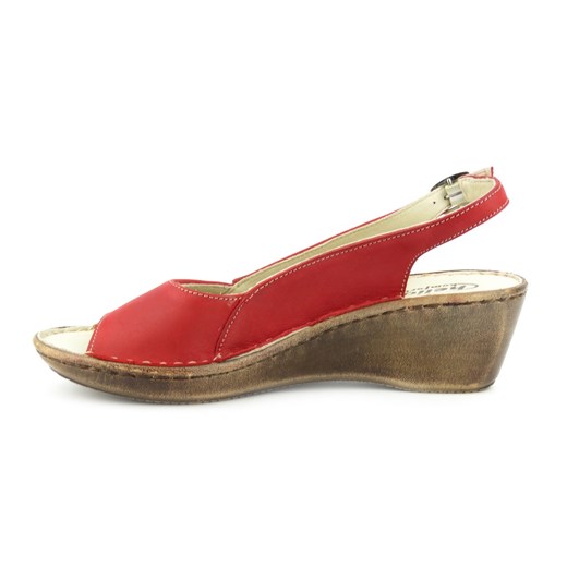 Wygodne sandały damskie ze skóry licowej - HELIOS Komfort 212, czerwone Helios Komfort 40 okazyjna cena ulubioneobuwie