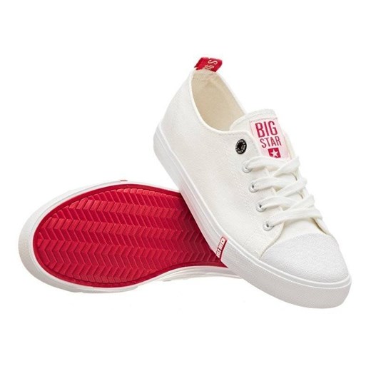 Trampki damskie, buty sportowe Big Star FF274087, białe z czerwonymi elementami 38 wyprzedaż ulubioneobuwie
