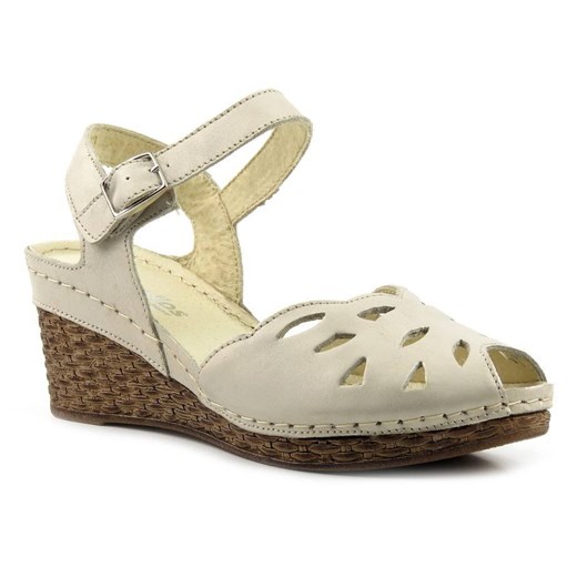 Wygodne sandały damskie w stylu pin-up - HELIOS Komfort 4023, złote ze sklepu ulubioneobuwie w kategorii Sandały damskie - zdjęcie 131142548