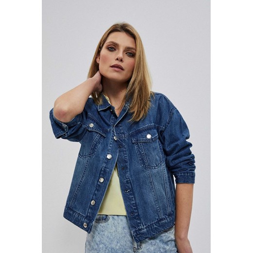 Jeansowa kurtka zapinana na guziki niebieska ze sklepu Moodo.pl w kategorii Kurtki damskie - zdjęcie 131143898