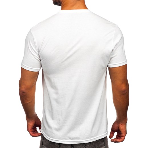 Biały t-shirt męski z nadrukiem Denley 14499 L Denley promocja