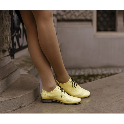 żółte półbuty jazzówki - skóra naturalna - model 246 - kolor bananowy Zapato 42 zapato.com.pl