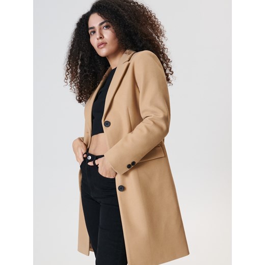 Sinsay - Płaszcz z wełną - Beżowy Sinsay XXS Sinsay