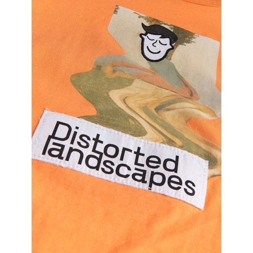 Reserved - Bawełniany t-shirt z aplikacją - Pomarańczowy Reserved 164 Reserved
