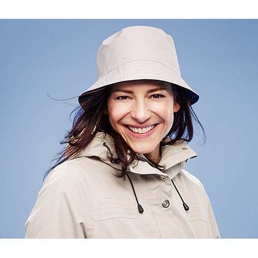 Dwustronny kapelusz przeciwdeszczowy tchibo bezowy jednoplaczaste