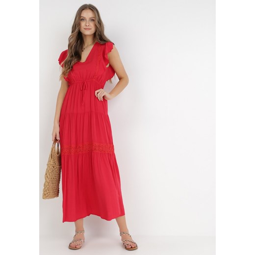 Czerwona Sukienka Cileis ze sklepu Born2be Odzież w kategorii Sukienki - zdjęcie 131343495