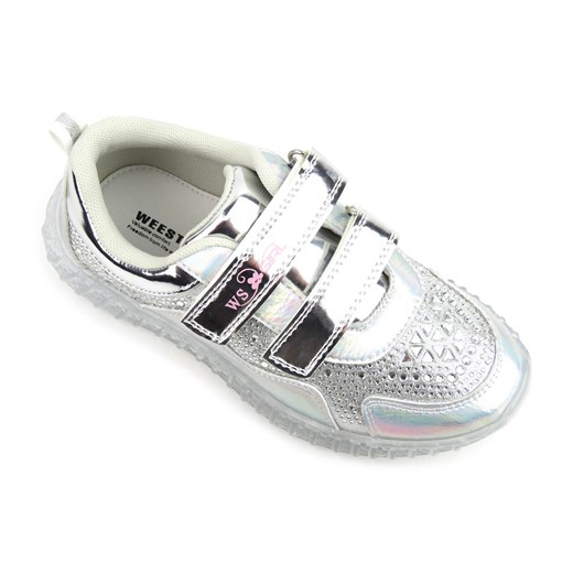Błyszczące sneakersy dziecięce - WEESTEP R928034672, srebrne Weestep 32 ulubioneobuwie