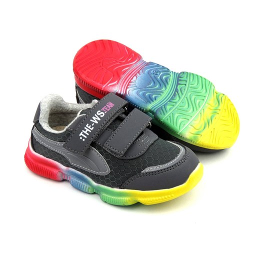 Sneakersy dziecięce z kolorową podeszwą - WEESTEP R366153031, ciemnoszare ze sklepu ulubioneobuwie w kategorii Buty sportowe dziecięce - zdjęcie 131347249