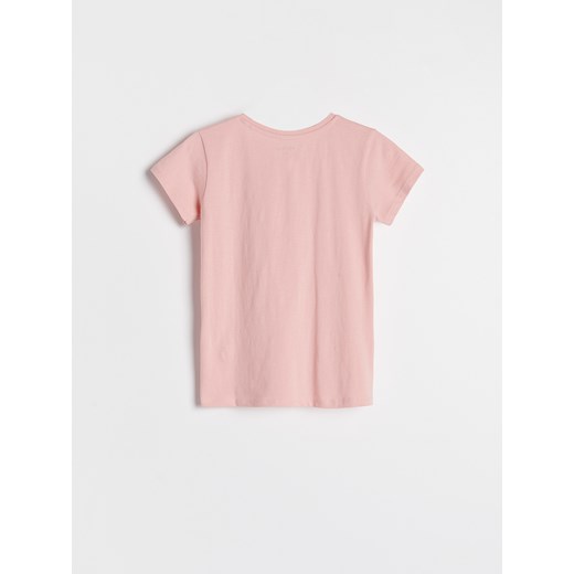 Reserved - Bawełniany t-shirt z nadrukiem - Różowy Reserved 146 Reserved