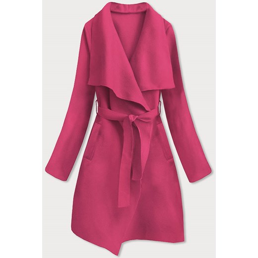 Minimalistyczny płaszcz damski różowy (747ART) ze sklepu goodlookin.pl w kategorii Płaszcze damskie - zdjęcie 131437575
