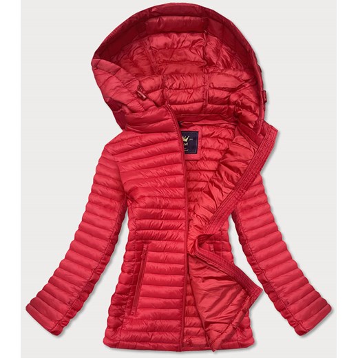 Pikowana kurtka z kapturem czerwona (7218big) ze sklepu goodlookin.pl w kategorii Kurtki damskie - zdjęcie 131437955