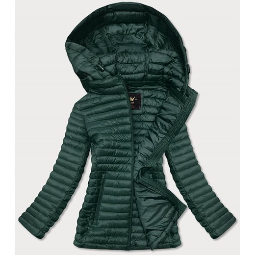 Pikowana kurtka z kapturem zielona (7218big) ze sklepu goodlookin.pl w kategorii Kurtki damskie - zdjęcie 131438039