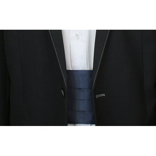 Pas Smokingowy, Granatowy Zestaw, Komplet - Pas Smokingowy, Mucha i Poszetka JegoSzafa.pl