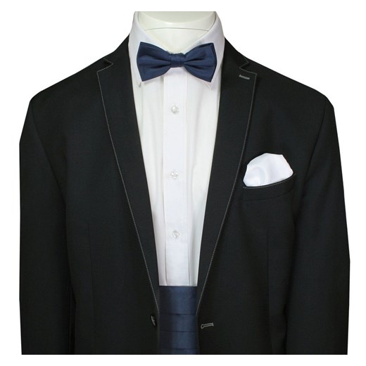 Pas Smokingowy, Granatowy Zestaw, Komplet - Pas Smokingowy, Mucha i Poszetka JegoSzafa.pl