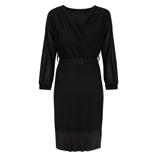 Czarna Sukienka z Plisowanym Dołem 7029-415C-C (36) 