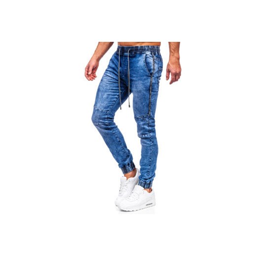 Granatowe joggery spodnie jeansowe męskie Denley TF127 2XL wyprzedaż Denley