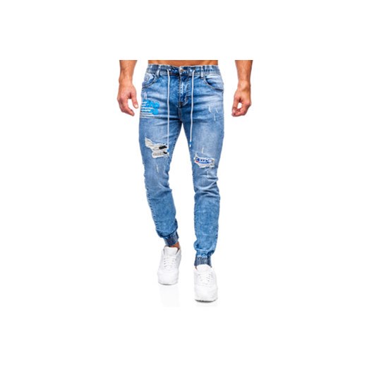Niebieskie spodnie jeansowe joggery męskie Denley TF155 2XL Denley wyprzedaż