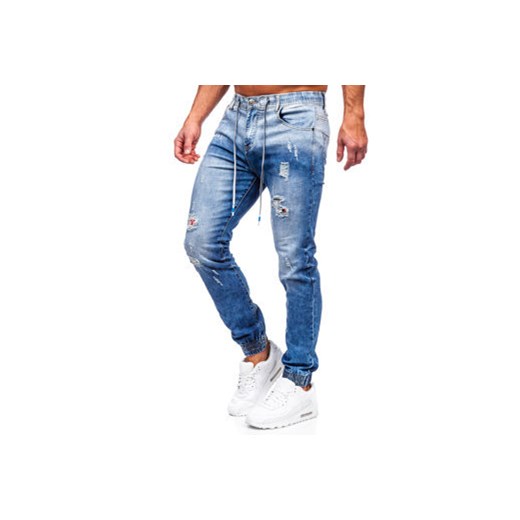 Granatowe spodnie jeansowe joggery męskie Denley TF152 XL okazja Denley