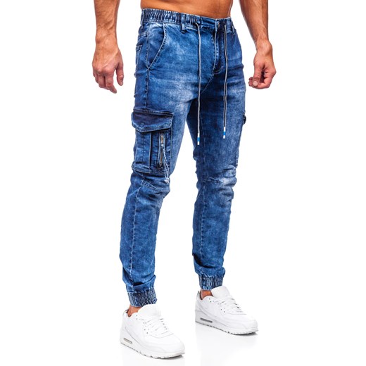 Granatowe spodnie jeansowe bojówki męskie Denley TF131 L wyprzedaż Denley