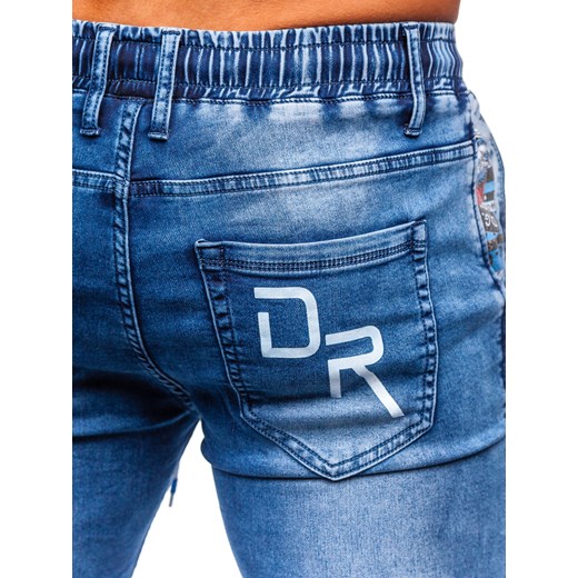 Niebieskie spodnie jeansowe joggery męskie Denley TF136 S okazyjna cena Denley