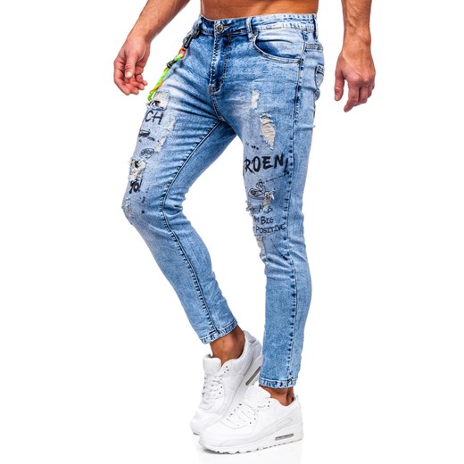 Niebieskie spodnie jeansowe męskie Denley TF150 35/XL okazja Denley