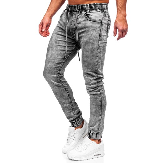 Czarne spodnie jeansowe joggery męskie Denley TF163 XL okazja Denley