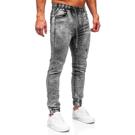 Czarne spodnie jeansowe joggery męskie Denley TF163 S promocja Denley
