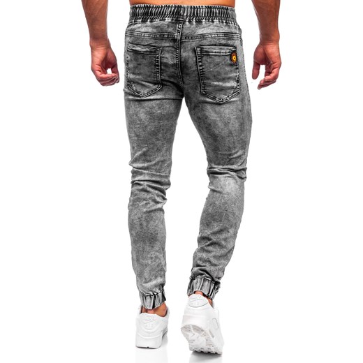 Czarne spodnie jeansowe joggery męskie Denley TF163 2XL wyprzedaż Denley
