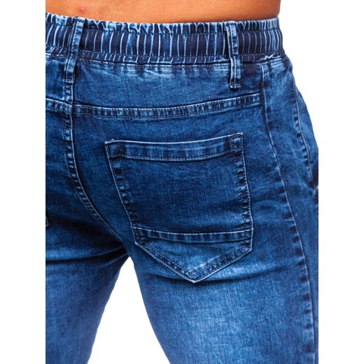 Granatowe spodnie jeansowe joggery męskie Denley TF207 S okazyjna cena Denley
