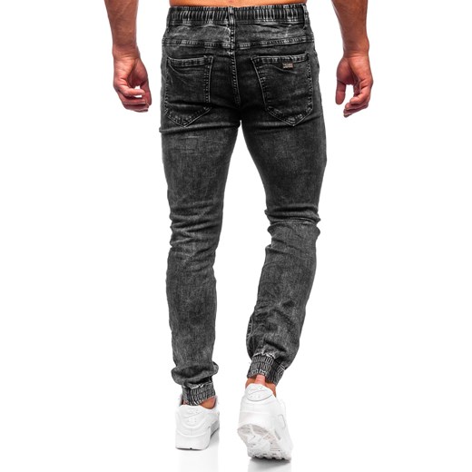 Czarne spodnie jeansowe joggery męskie Denley TF156 L Denley wyprzedaż