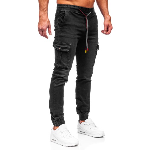 Czarne spodnie jeansowe joggery bojówki męskie Denley TF168 L okazyjna cena Denley