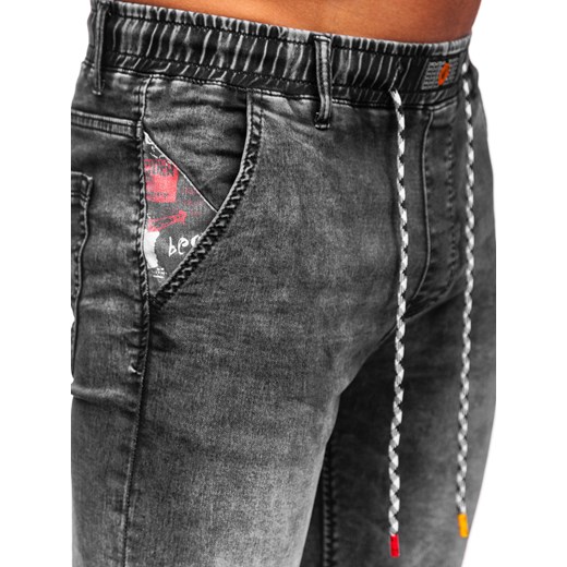 Czarne spodnie jeansowe joggery męskie Denley TF137 2XL wyprzedaż Denley