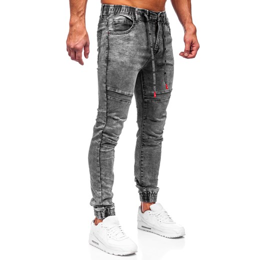 Czarne joggery spodnie jeansowe męskie Denley TF133 S promocja Denley