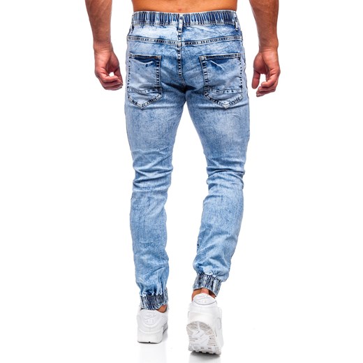 Niebieskie spodnie jeansowe joggery męskie Denley TF153 M wyprzedaż Denley